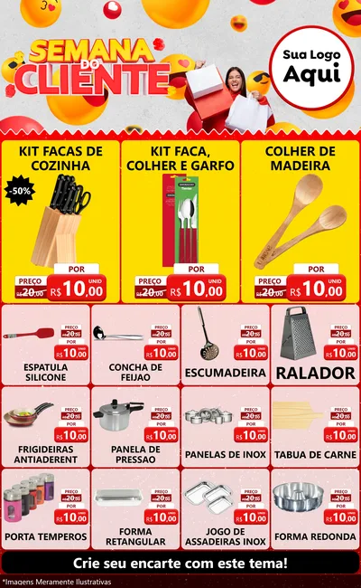 Modelo de Encarte para Encarte Grande com o tema Semana do Cliente para Utilidades Domésticas