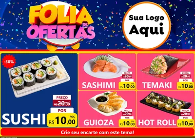 Modelo de Encarte para Encarte A4 Horizontal com o tema Folia de Ofertas para Comida japonesa