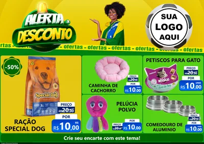 Modelo de Encarte para Encarte A4 Horizontal com o tema Alerta de Desconto para Pet Shop
