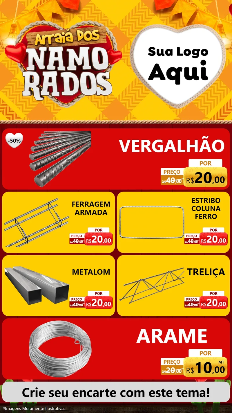 Modelo de TV para TV Vertical com o tema Arraiá dos Namorados para Ferragens