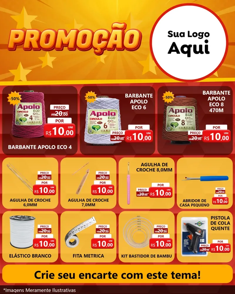Modelo de Rede Social para Feed Instagram com o tema Promoção para Armarinho e Aviamentos