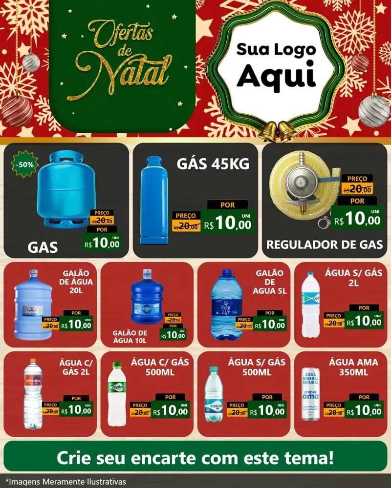 Modelo de Rede Social para Feed Instagram com o tema Natal de Ofertas para Água e gás