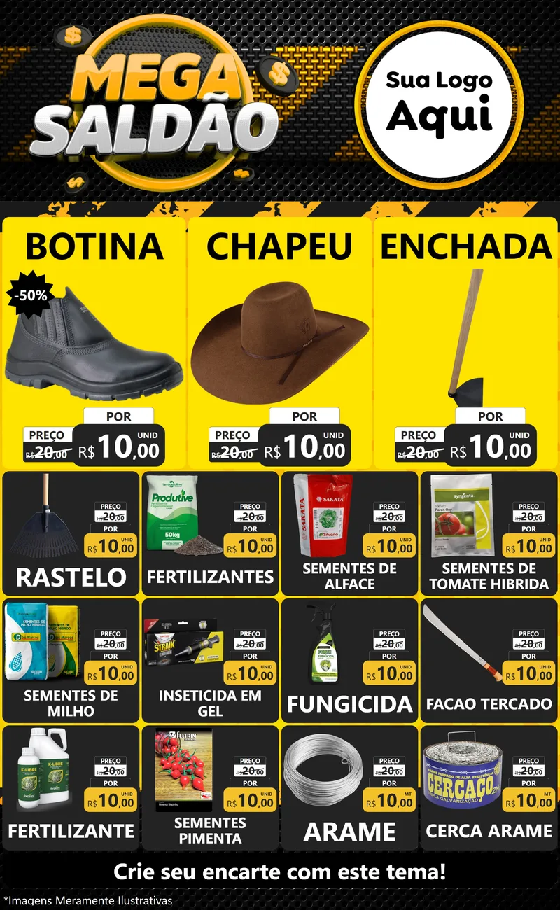 Modelo de Encarte para Encarte Grande com o tema Mega Saldão para Agropecuária