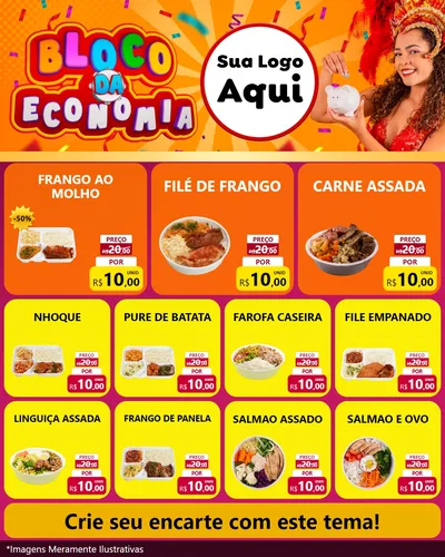 Modelo de Rede Social para Feed Instagram com o tema Bloco da Economia para Restaurante
