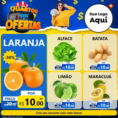 Modelo de Rede Social para Feed Facebook com o tema Quartou de Ofertas para Hortifrúti