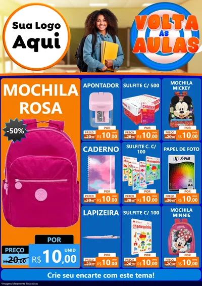Modelo de Encarte para Encarte A4 Vertical com o tema Volta Às Aulas para Papelaria