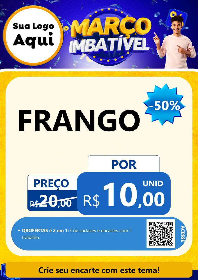 Modelo de Cartaz para Cartaz A4 Vertical com o tema Março Imbatível para Assados