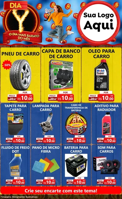 Modelo de Encarte para Encarte Grande com o tema Dia Y - O Dia Mais Barato Do Mês para Auto peças