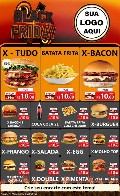 Modelo de Encarte para Encarte Grande com o tema Black Friday para Hamburgueria