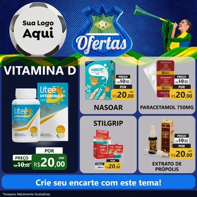 Modelo de Rede Social para Feed Facebook com o tema Ofertas (Futebol) para Farmácia