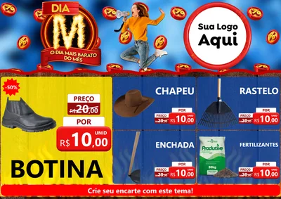 Modelo de Encarte para Encarte A4 Horizontal com o tema Dia M - O Dia Mais Barato Do Mês para Agropecuária