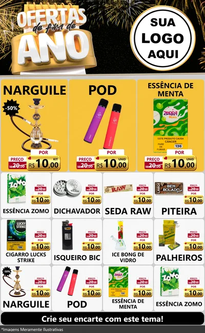 Modelo de Encarte para Encarte Grande com o tema Ofertas de Fim de Ano para Tabacaria