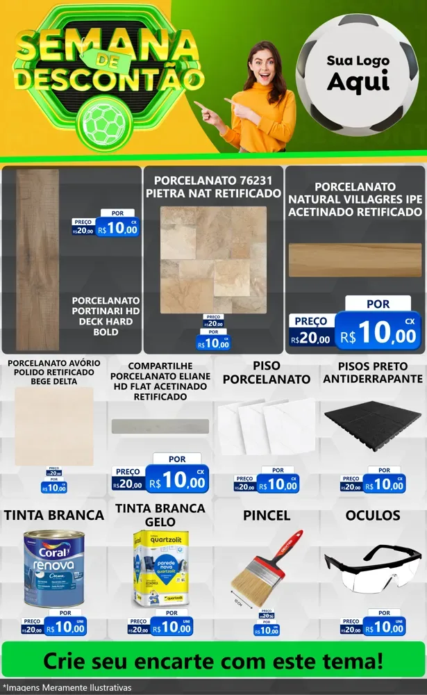 Modelo de Encarte para Encarte Grande com o tema Semana de Descontão - Copa para Pisos e revestimentos