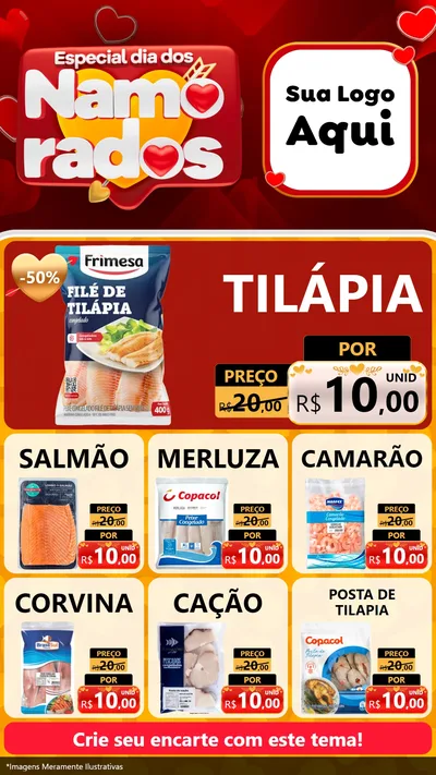 Modelo de Rede Social para Stories com o tema Especial Dia dos Namorados para Peixaria