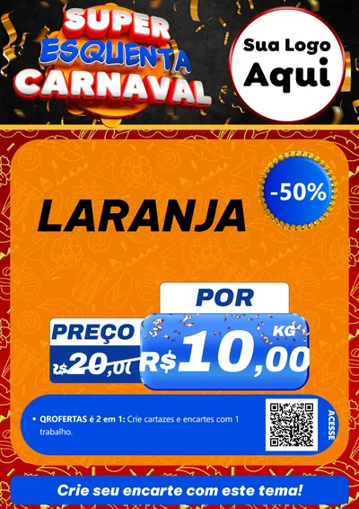 Modelo de Cartaz para Cartaz A4 Vertical com o tema Super Esquenta de Carnaval para Hortifrúti
