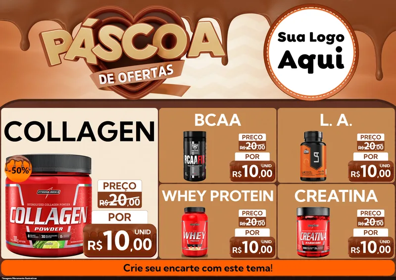 Modelo de Encarte para Encarte A4 Horizontal com o tema Páscoa de Ofertas para Suplementos alimentares
