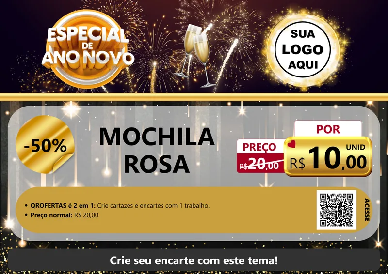 Modelo de Cartaz para Cartaz A4 Horizontal com o tema Especial de Ano Novo para Papelaria