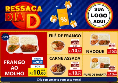 Modelo de Encarte para Encarte A4 Horizontal com o tema Ressaca Dia D para Restaurante