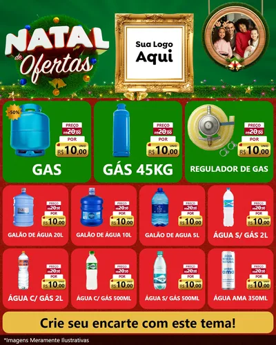 Modelo de Rede Social para Feed Instagram com o tema Natal de Ofertas para Água e gás