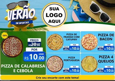 Modelo de Encarte para Encarte A4 Horizontal com o tema Verão de Ofertas para Pizzaria