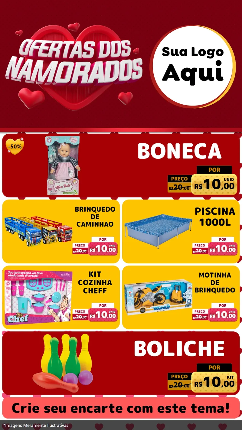 Modelo de TV para TV Vertical com o tema Ofertas Dos Namorados para Brinquedos