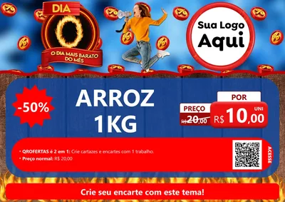 Modelo de Cartaz para Cartaz A4 Horizontal com o tema Dia O - O Dia Mais Barato Do Mês para Supermercado
