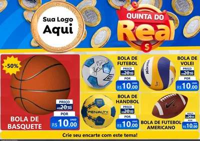 Modelo de Encarte para Encarte A4 Horizontal com o tema Quinta do Real para Artigos Esportivos