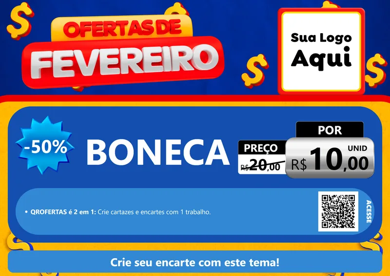 Modelo de Cartaz para Cartaz A4 Horizontal com o tema Ofertas de Fevereiro para Brinquedos