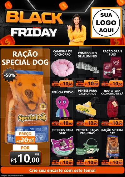Modelo de Encarte para Encarte A4 Vertical com o tema Black Friday para Pet Shop