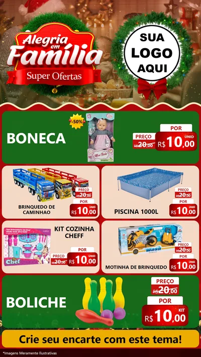 Modelo de TV para TV Vertical com o tema Alegria Em Família - Super Ofertas para Brinquedos
