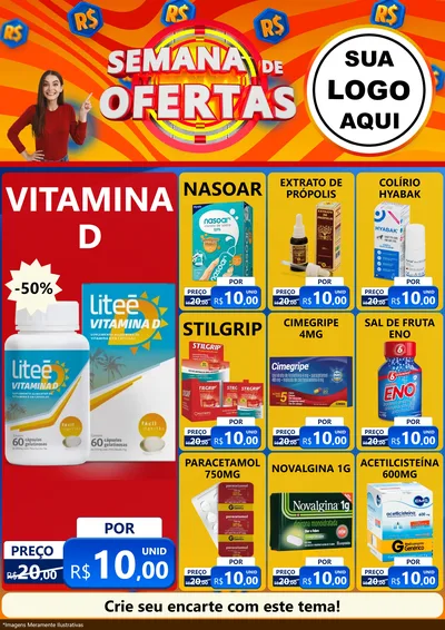 Modelo de Encarte para Encarte A4 Vertical com o tema Semana de Ofertas para Farmácia