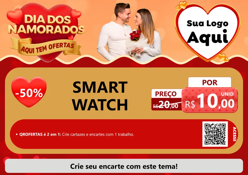 Modelo de Cartaz para Cartaz A4 Horizontal com o tema Dia dos Namorados - Aqui Tem Ofertas para Informática