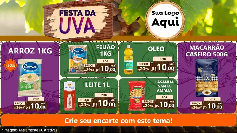 Modelo de TV para TV Horizontal com o tema Festa da Uva para Supermercado