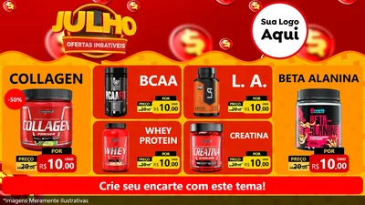 Modelo de TV para TV Horizontal com o tema Julho Ofertas Imbatíveis para Suplementos alimentares