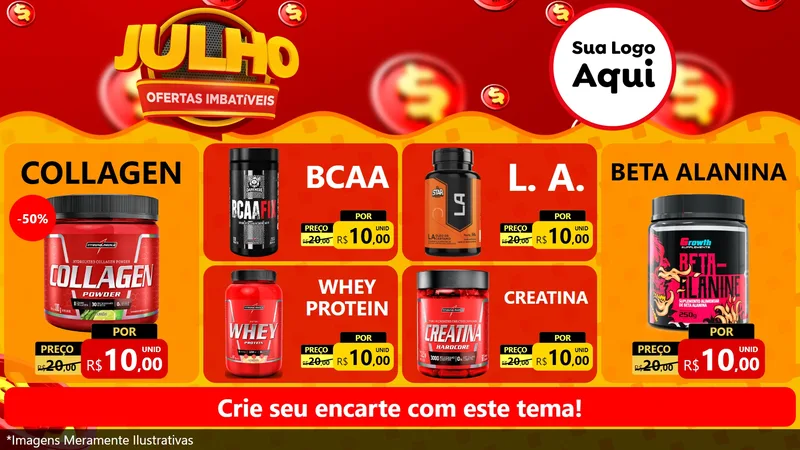 Modelo de TV para TV Horizontal com o tema Julho Ofertas Imbatíveis para Suplementos alimentares