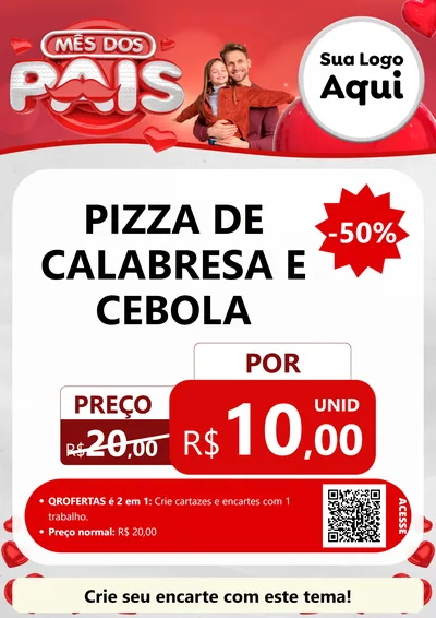 Modelo de Cartaz para Cartaz A4 Vertical com o tema Mês dos Pais para Pizzaria