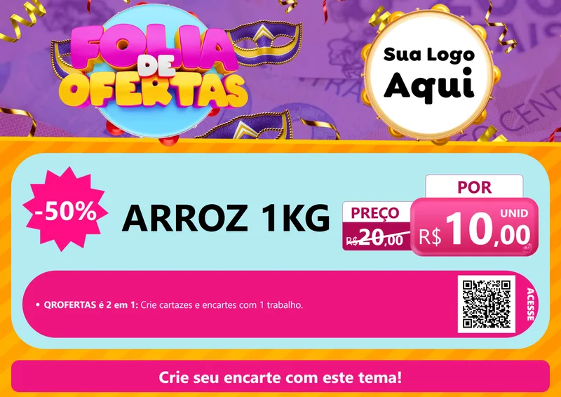Modelo de Cartaz para Cartaz A4 Horizontal com o tema Folia de Ofertas para Supermercado