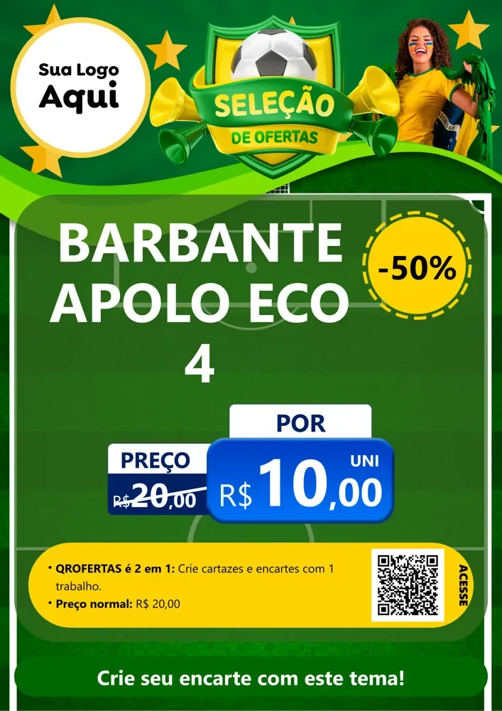 Modelo de Cartaz para Cartaz A4 Vertical com o tema Seleção de Ofertas - Copa para Armarinho e Aviamentos
