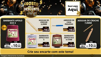 Modelo de TV para TV Horizontal com o tema Agosto Mês do Desconto Louco para Armarinho e Aviamentos