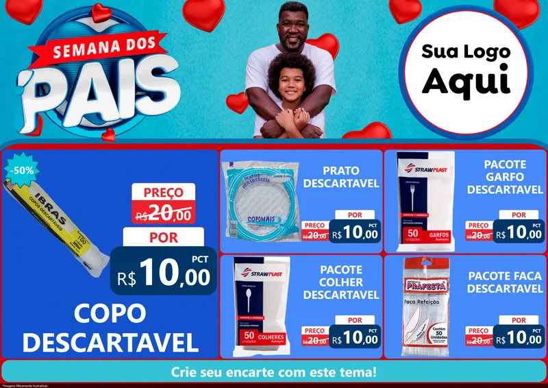 Modelo de Encarte para Encarte A4 Horizontal com o tema Semana Dos Pais para Embalagens