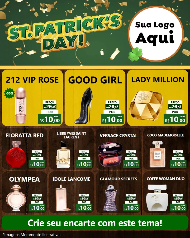 Modelo de Rede Social para Feed Instagram com o tema St Patriks Day para Perfumes