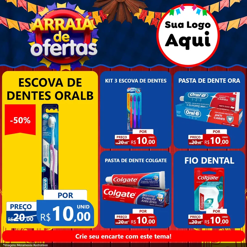 Modelo de Rede Social para Feed Facebook com o tema Arraiá de Ofertas para Higiene Pessoal