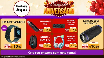 Modelo de TV para TV Horizontal com o tema Promoção de Aniversário para Informática