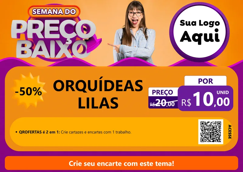 Modelo de Cartaz para Cartaz A4 Horizontal com o tema Semana do Preço Baixo para Floricultura e jardim