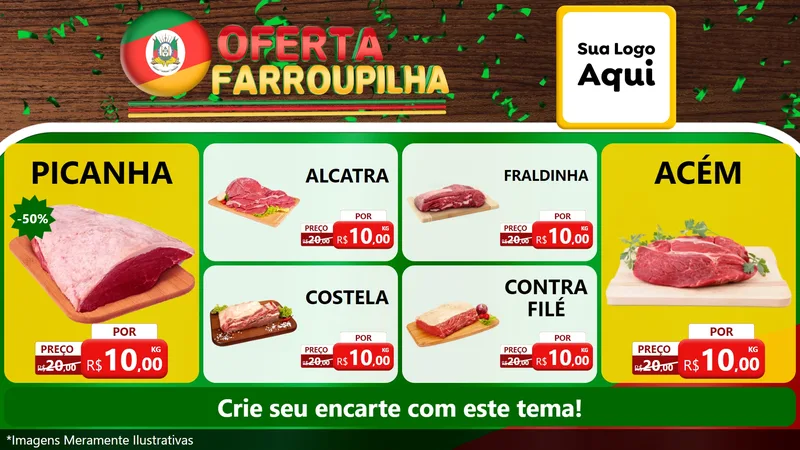 Modelo de TV para TV Horizontal com o tema Oferta Farroupilha para Açougue
