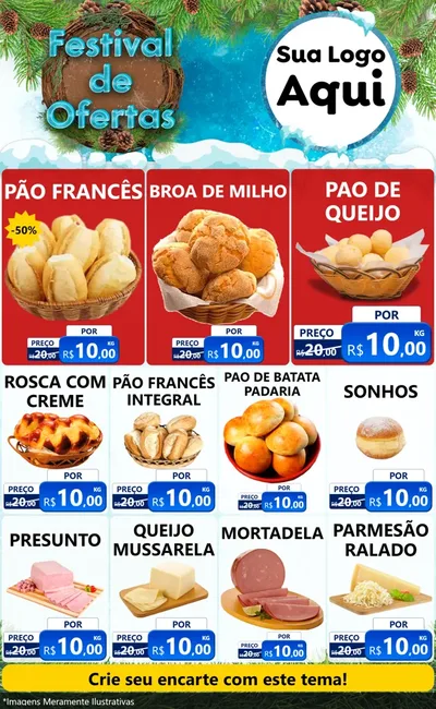 Modelo de Encarte para Encarte Grande com o tema Festival de Ofertas - Inverno para Padaria