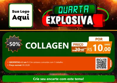 Modelo de Cartaz para Cartaz A4 Horizontal com o tema Quarta Explosiva para Suplementos alimentares