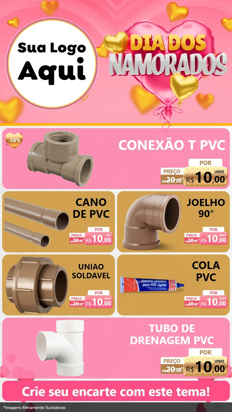 Modelo de TV para TV Vertical com o tema Dia dos Namorados para Tubos e conexões