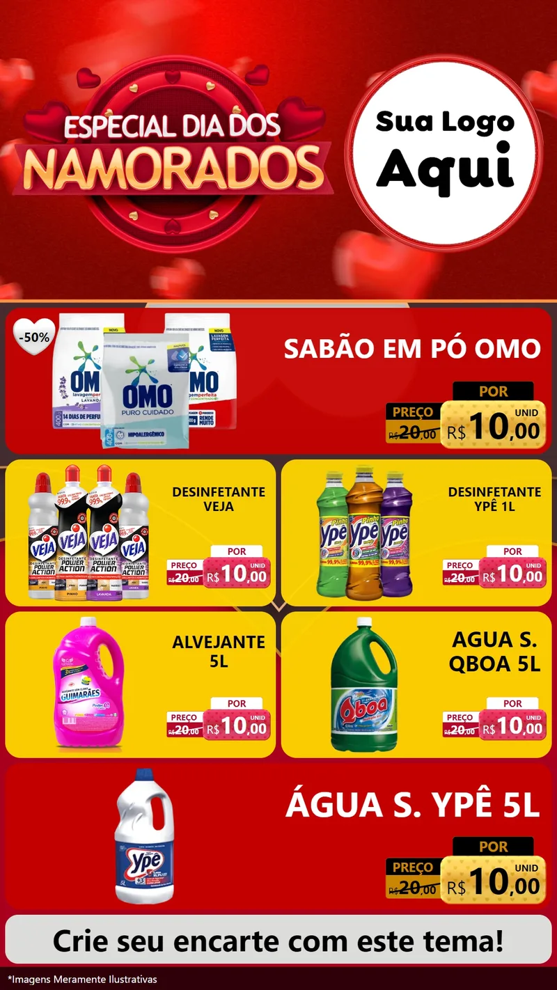 Modelo de TV para TV Vertical com o tema Especial Dia Dos Namorados para Produtos de Limpeza