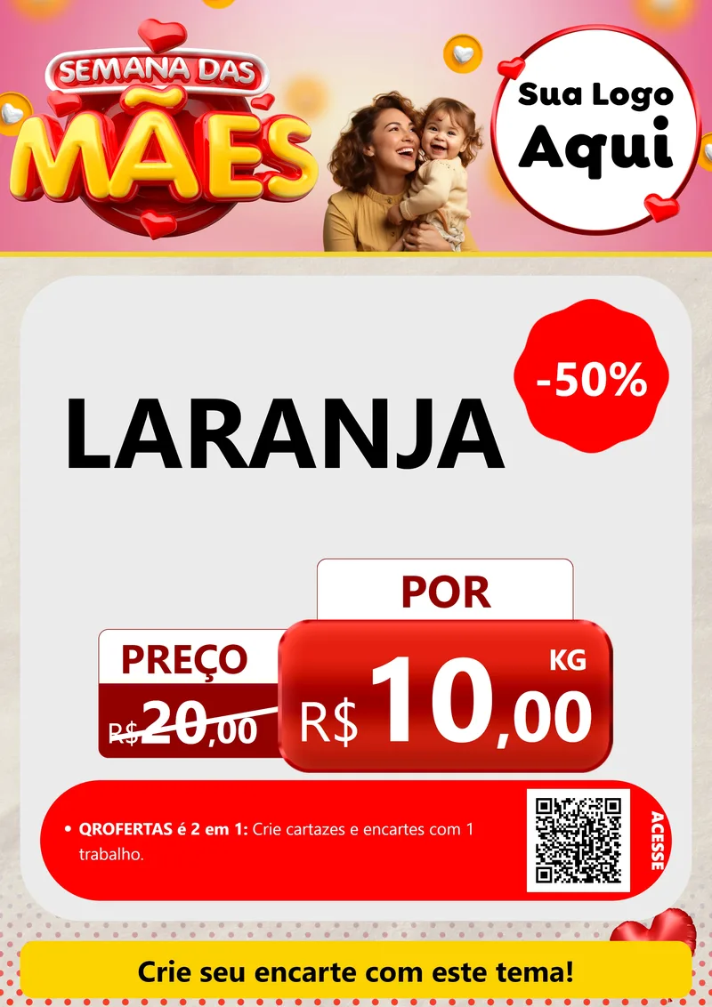 Modelo de Cartaz para Cartaz A4 Vertical com o tema Semana das Mães para Hortifrúti